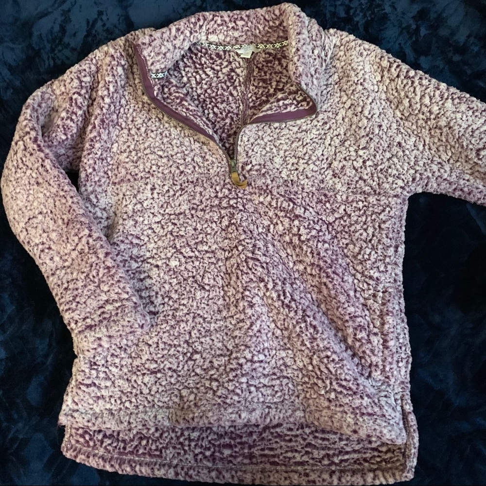 Purple polyester fluffy jacket warm sweater fall